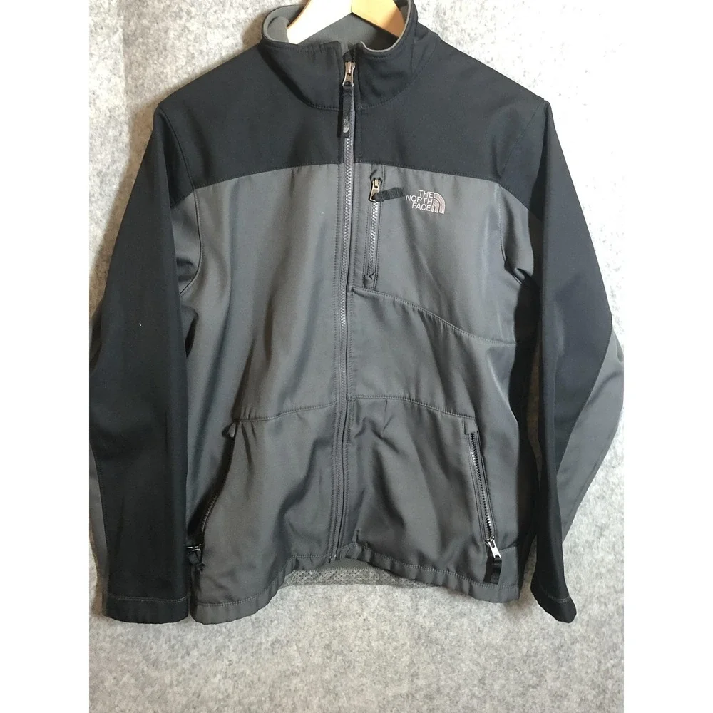 The North Face Jacket Boys XL 18-20 Gray Softshell Fleece Full Zip Apex Bionic
